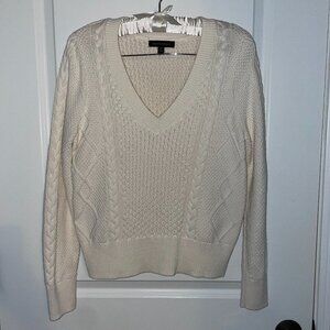 Banana Republic V-Neck Fisherman Sweater, Medium